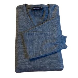 Dolce & Gabbana Men’s  V Neck Back Logo Wool V-neck Sweater Jumper Black Fits S